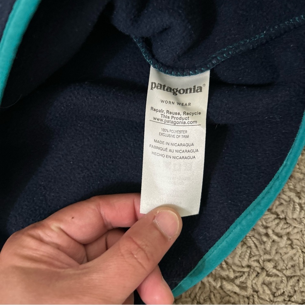 Patagonia Synchilla Womens Snap T Pullover Fleece Medium Blue Green Jacket 25455 - Picture 4 of 8